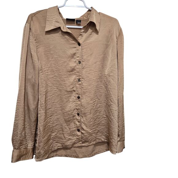 Chicos top womens size xl 3 brown button up blouse dressy office professional - Picture 1 of 8